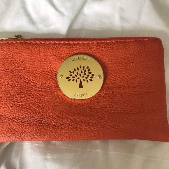MULBERRY Orange Leather Wristlet Zip -Up - Picture 2 of 12